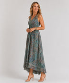 CLARA | VESTIDO MAXI PAISLEY DE CINTURA ELÁSTICA