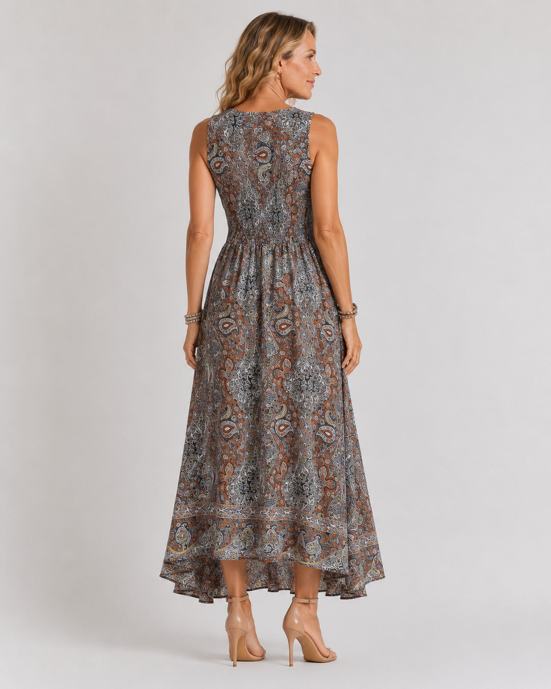 CLARA | VESTIDO MAXI PAISLEY DE CINTURA ELÁSTICA
