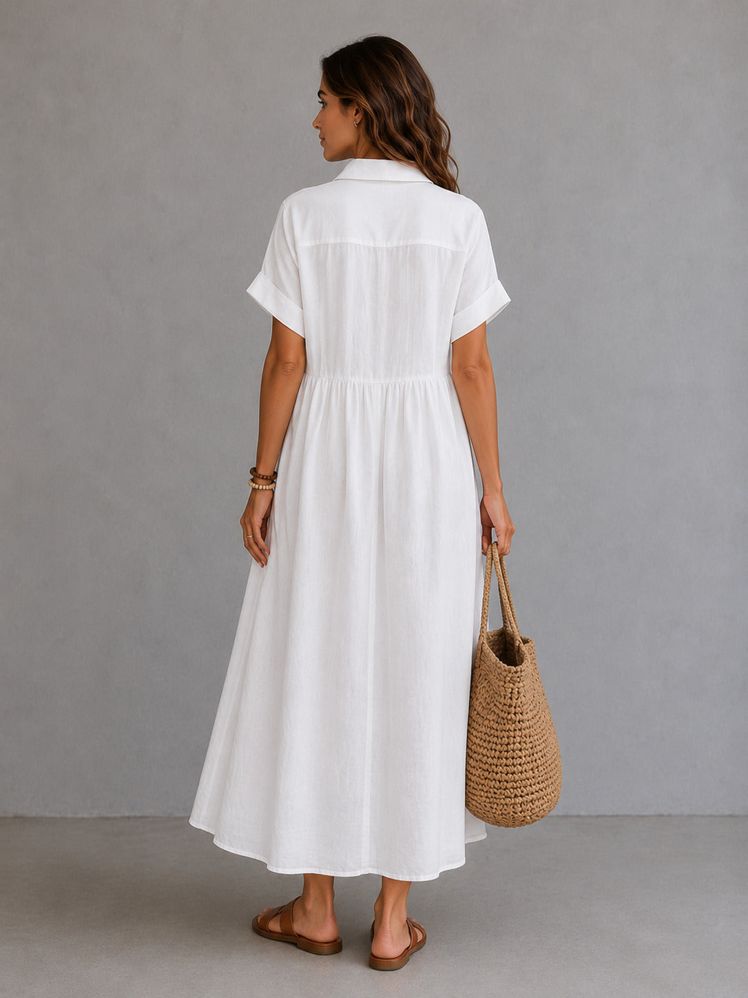 LOLA | VESTIDO CAMISERO LARGO DE ALGODÓN