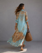 AITANA | VESTIDO CAMISERO MAXI DE ESTAMPADO PAISLEY