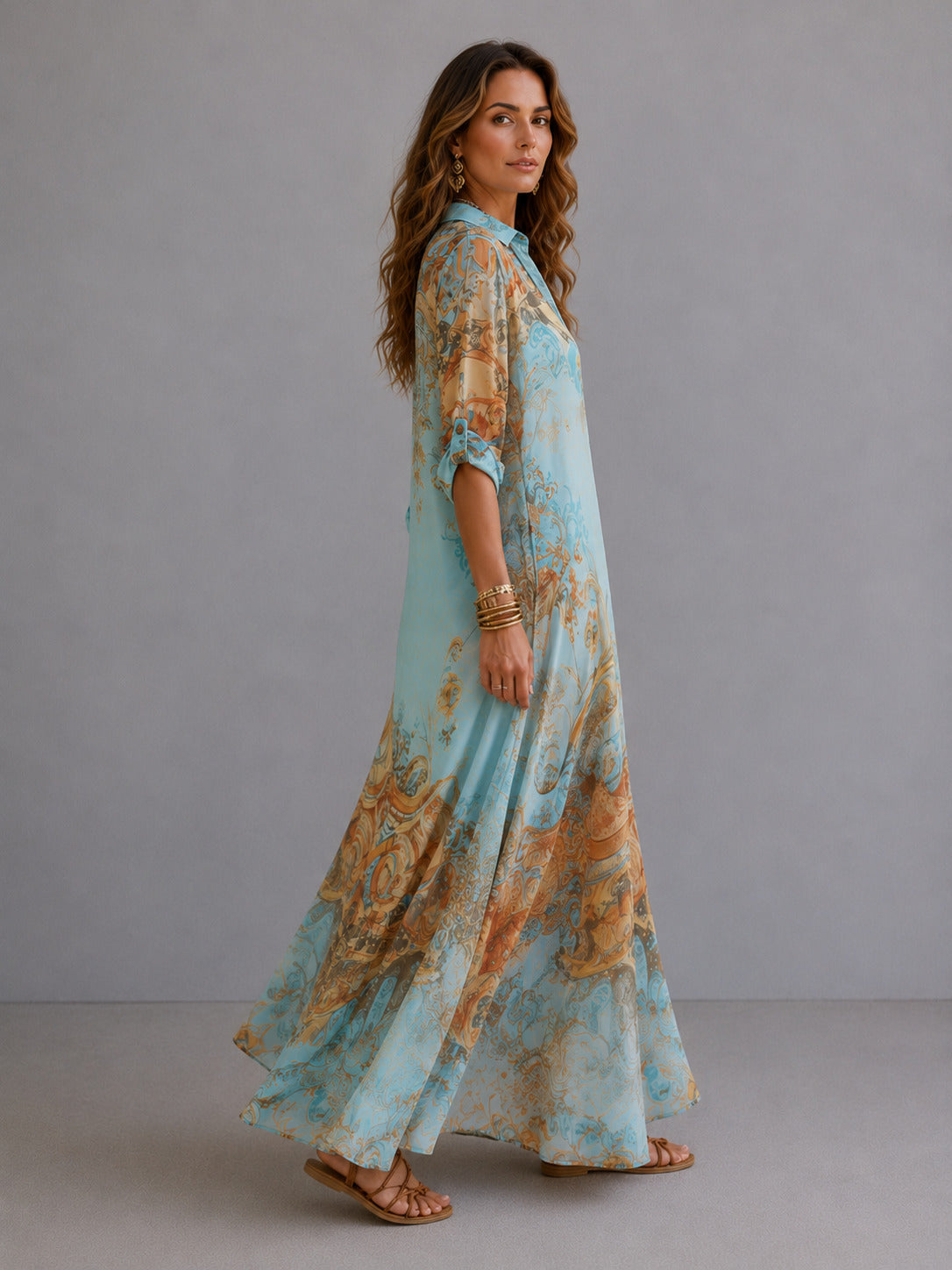 AITANA | VESTIDO CAMISERO MAXI DE ESTAMPADO PAISLEY