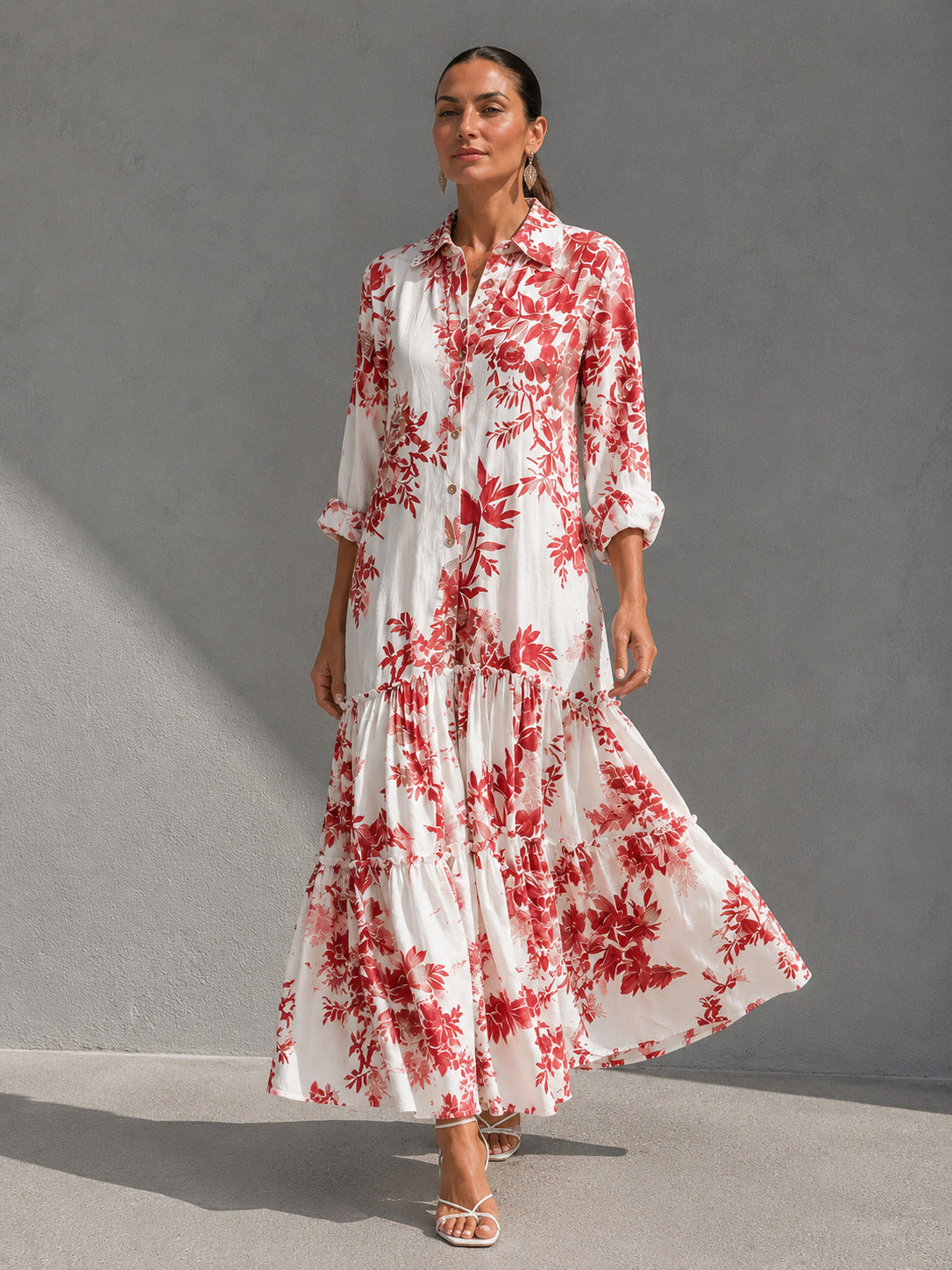 MARTA | VESTIDO CAMISERO FLORAL DE CORTE FLUIDO