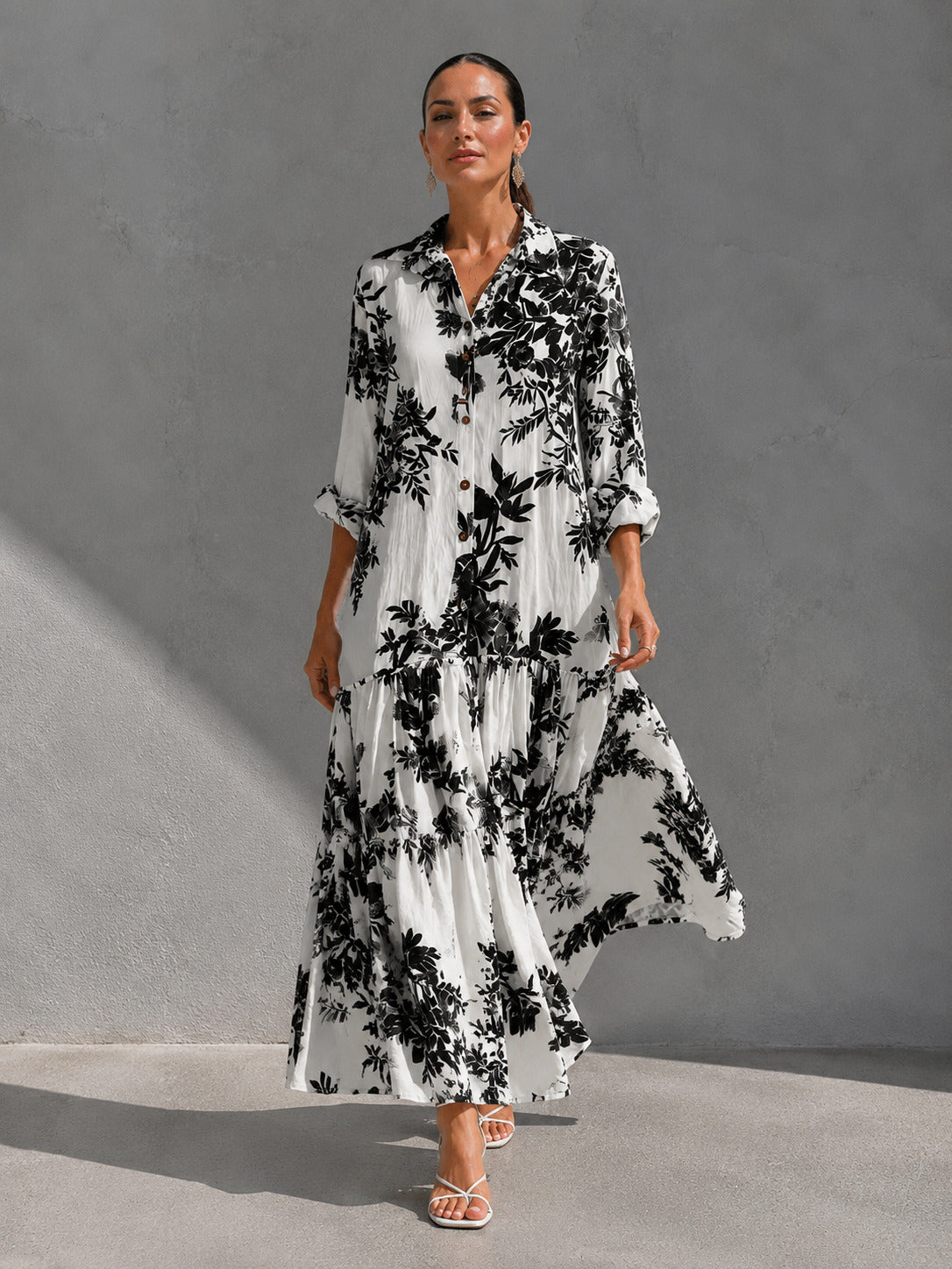 MARTA | VESTIDO CAMISERO FLORAL DE CORTE FLUIDO