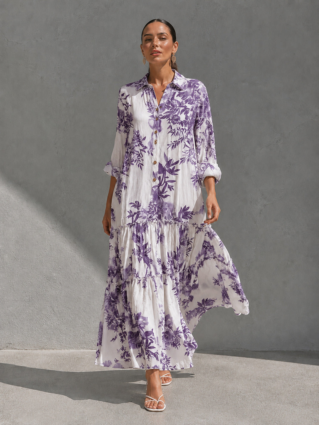 MARTA | VESTIDO CAMISERO FLORAL DE CORTE FLUIDO