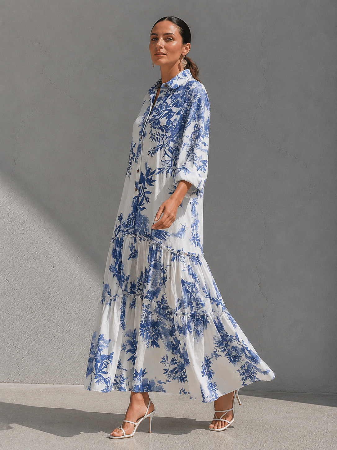 MARTA | VESTIDO CAMISERO FLORAL DE CORTE FLUIDO