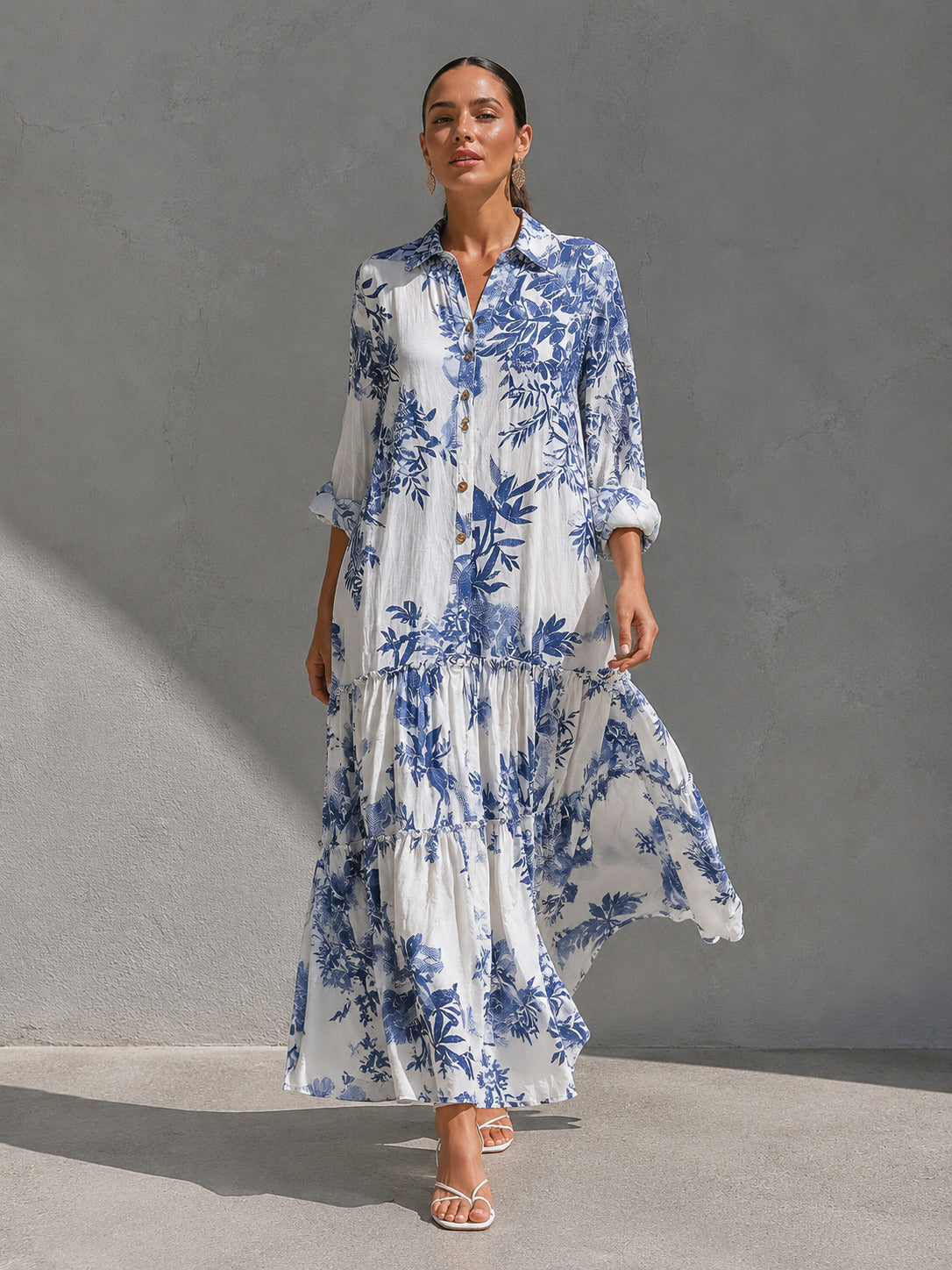 MARTA | VESTIDO CAMISERO FLORAL DE CORTE FLUIDO