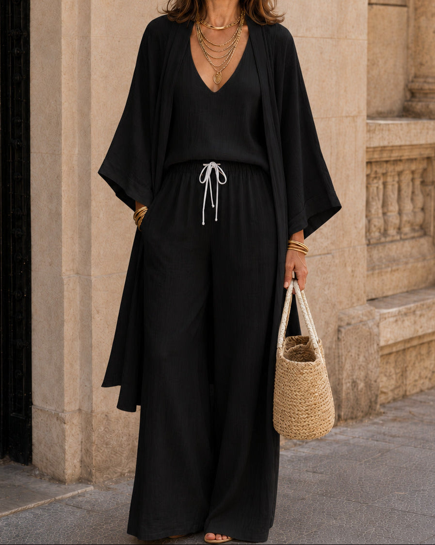 CARMELA™ | CONJUNTO DE TRES PIEZAS CON PANTALÓN FLUIDO