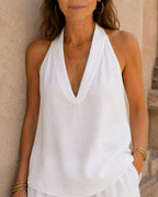 ISABELA™ | TOP FLUIDO DE ESCOTE HALTER