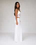ALBA | VESTIDO LARGO BLANCO CON CUERPO DE MALLA