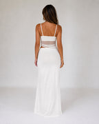 ALBA | VESTIDO LARGO BLANCO CON CUERPO DE MALLA