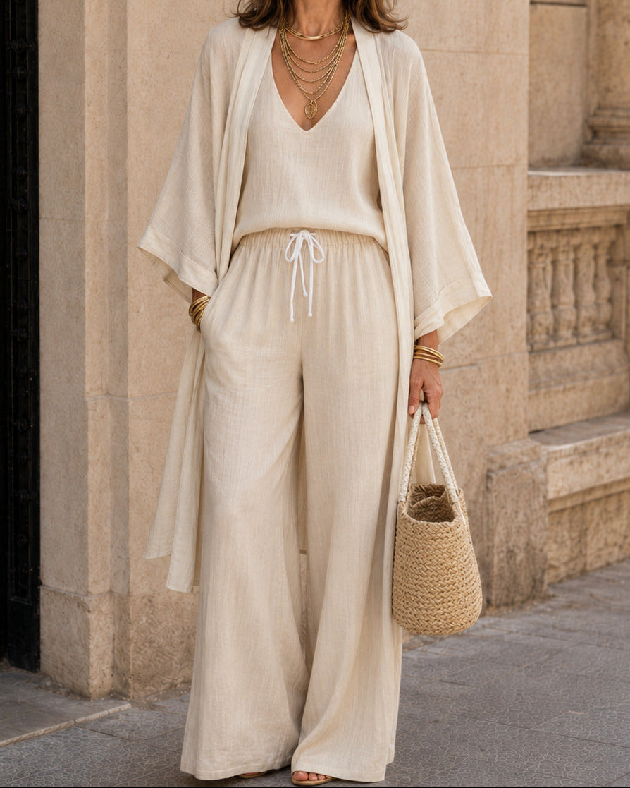 CARMELA™ | CONJUNTO DE TRES PIEZAS CON PANTALÓN FLUIDO